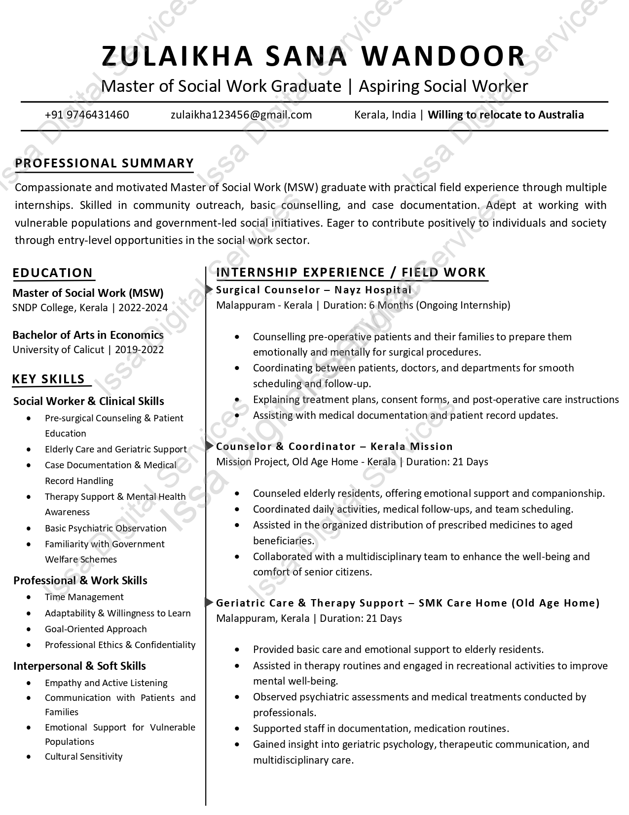 ATS-friendly CV Sample Design